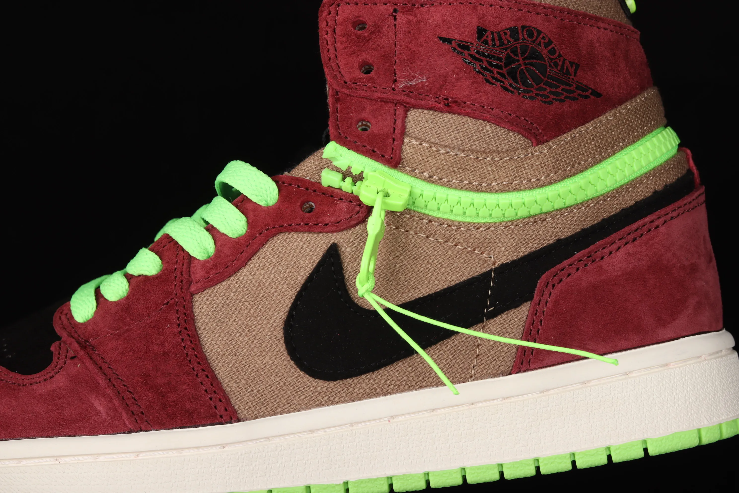 All categories Air Jordan Jordan series basketball shoes Air Jordan 1 High Z version Air Jordan 1 Switch AJ1 Joe 1 dark red zipper high-top cultural basketball shoes CW6576-600
